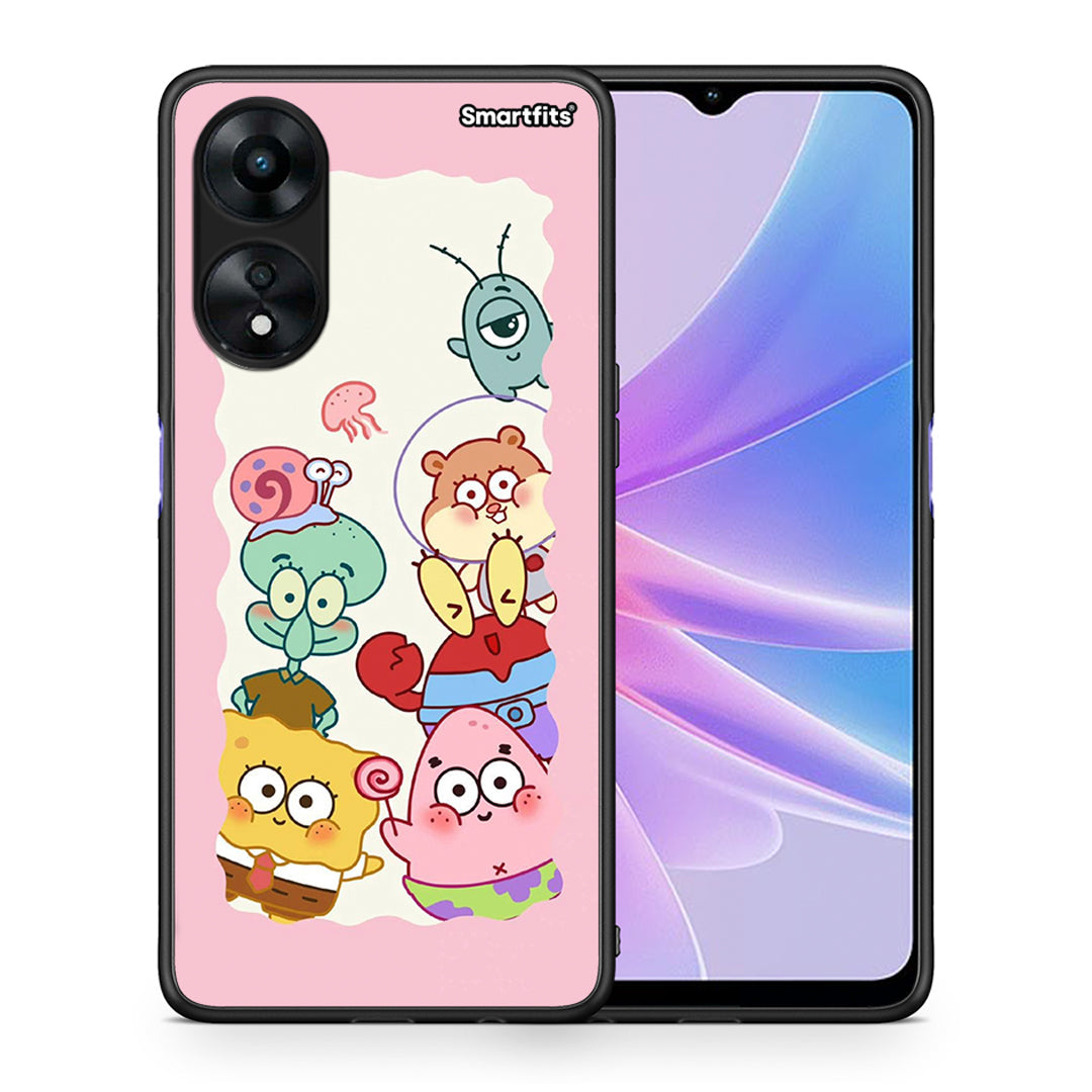 Θήκη Oppo A78 Cute Companion από τη Smartfits με σχέδιο στο πίσω μέρος και μαύρο περίβλημα | Oppo A78 Cute Companion Case with Colorful Back and Black Bezels