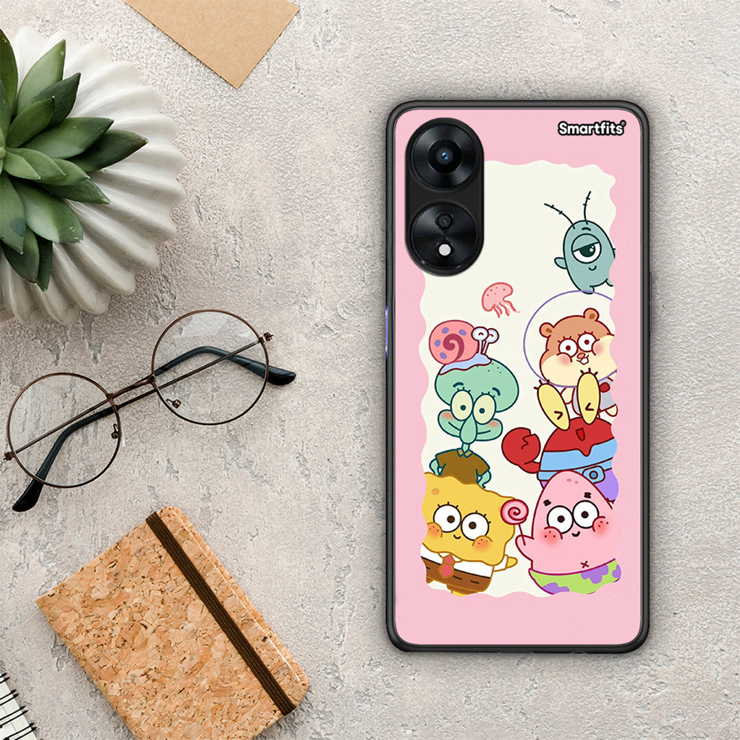 Θήκη Oppo A78 Cute Companion από τη Smartfits με σχέδιο στο πίσω μέρος και μαύρο περίβλημα | Oppo A78 Cute Companion Case with Colorful Back and Black Bezels