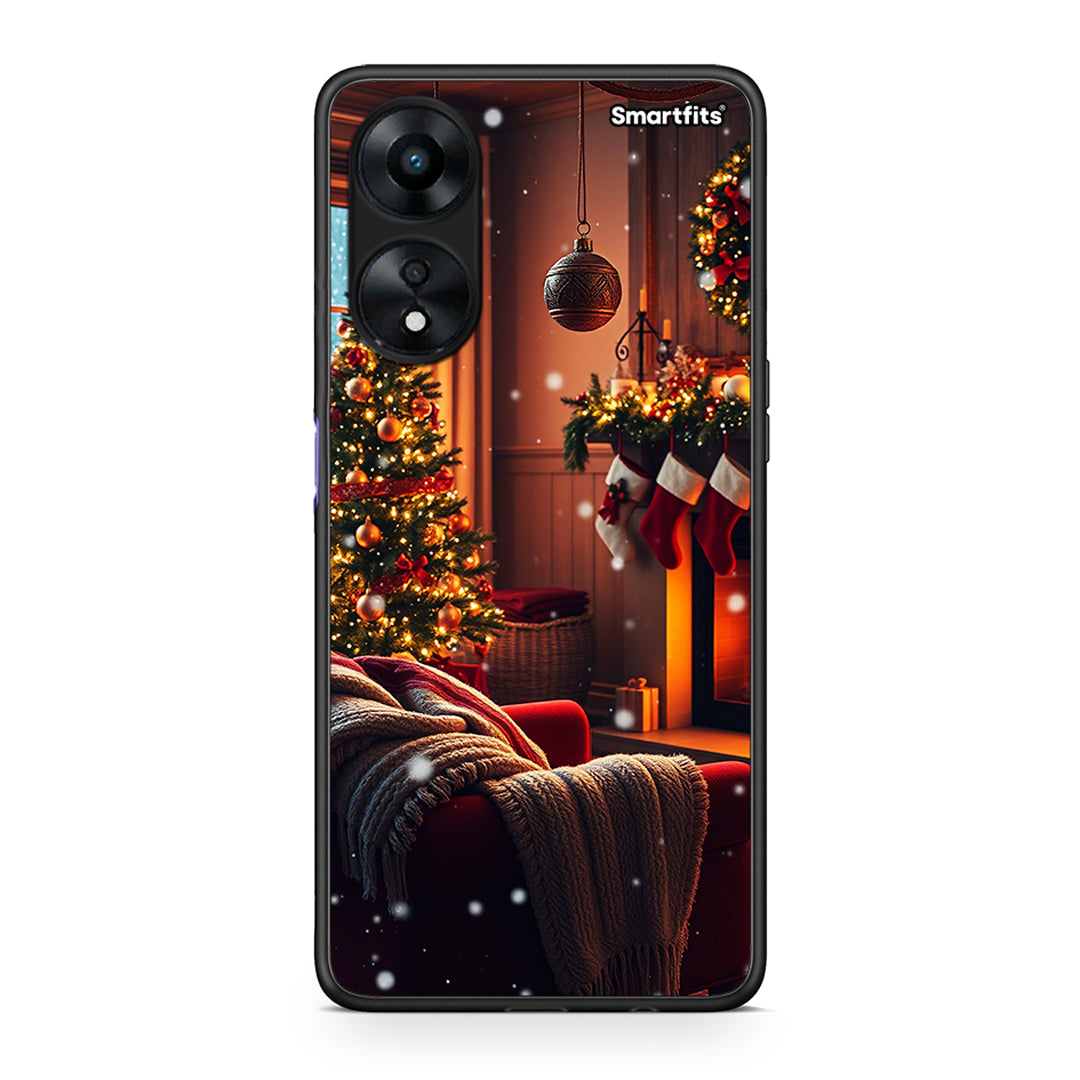 Θήκη Oppo A78 Home For Christmas από τη Smartfits με σχέδιο στο πίσω μέρος και μαύρο περίβλημα | Oppo A78 Home For Christmas Case with Colorful Back and Black Bezels