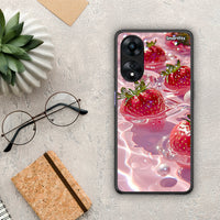 Thumbnail for Θήκη Oppo A78 Juicy Strawberries από τη Smartfits με σχέδιο στο πίσω μέρος και μαύρο περίβλημα | Oppo A78 Juicy Strawberries Case with Colorful Back and Black Bezels