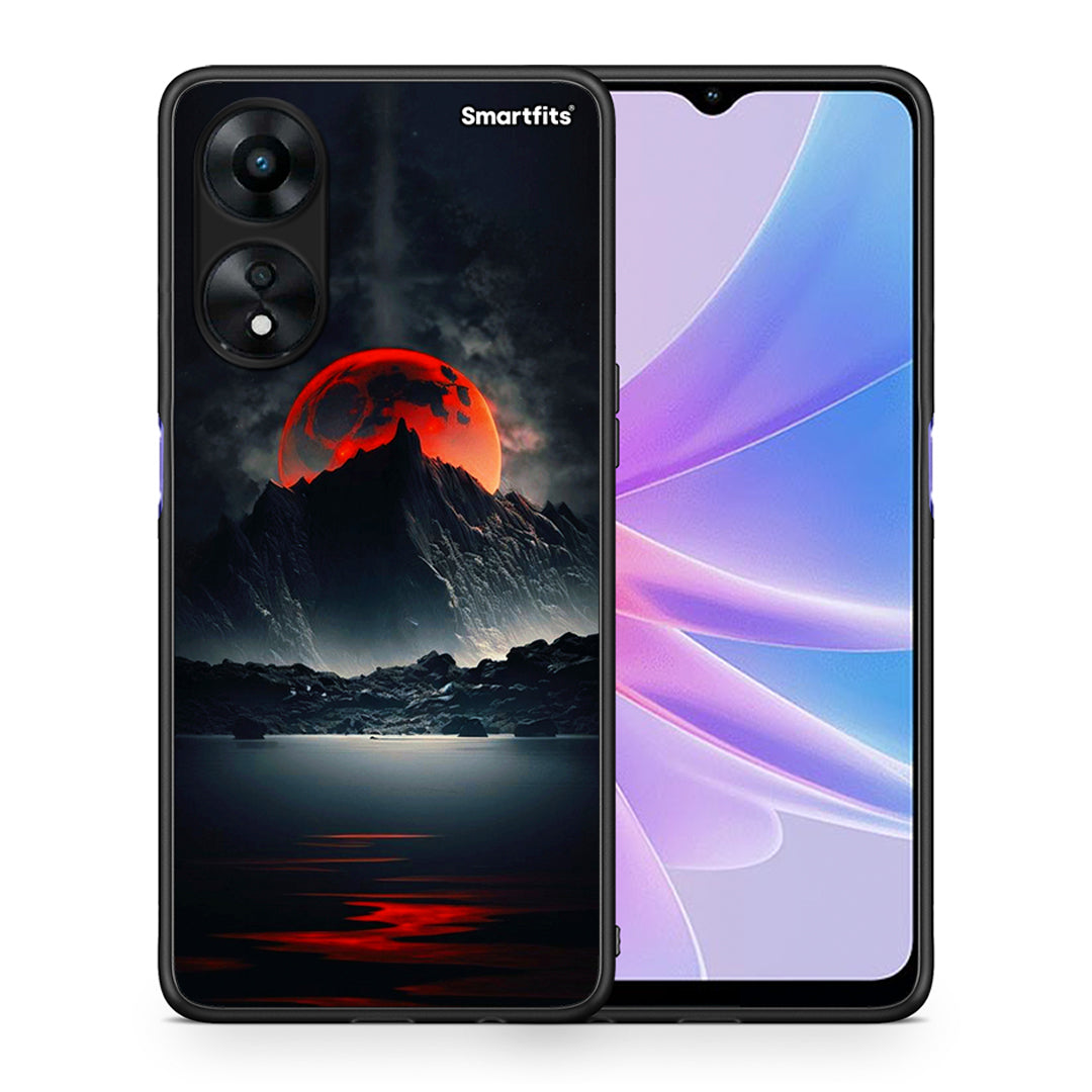 Θήκη Oppo A78 Red Full Moon από τη Smartfits με σχέδιο στο πίσω μέρος και μαύρο περίβλημα | Oppo A78 Red Full Moon Case with Colorful Back and Black Bezels