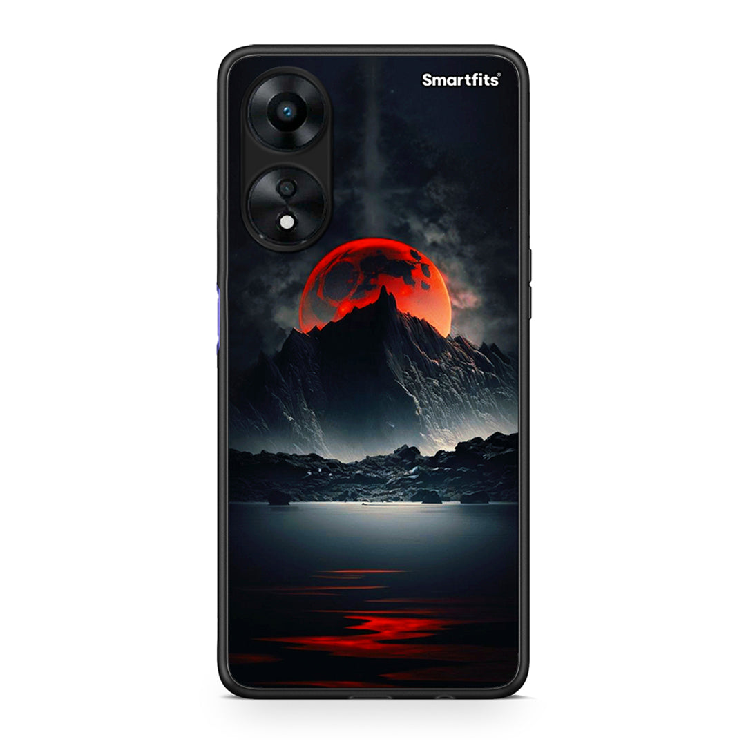 Θήκη Oppo A78 Red Full Moon από τη Smartfits με σχέδιο στο πίσω μέρος και μαύρο περίβλημα | Oppo A78 Red Full Moon Case with Colorful Back and Black Bezels