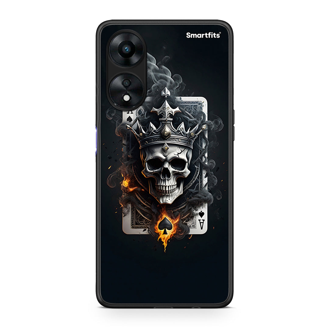 Θήκη Oppo A78 Skull King Ace από τη Smartfits με σχέδιο στο πίσω μέρος και μαύρο περίβλημα | Oppo A78 Skull King Ace Case with Colorful Back and Black Bezels