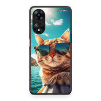 Thumbnail for Θήκη Oppo A78 Summer Cat από τη Smartfits με σχέδιο στο πίσω μέρος και μαύρο περίβλημα | Oppo A78 Summer Cat Case with Colorful Back and Black Bezels