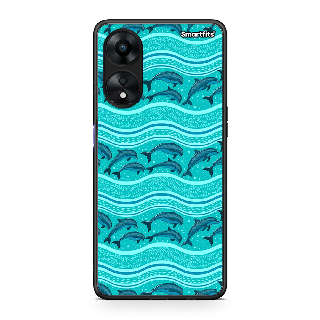 Θήκη Oppo A78 Swimming Dolphins από τη Smartfits με σχέδιο στο πίσω μέρος και μαύρο περίβλημα | Oppo A78 Swimming Dolphins Case with Colorful Back and Black Bezels