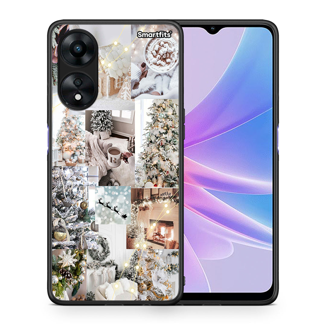 Θήκη Oppo A78 White Christmas από τη Smartfits με σχέδιο στο πίσω μέρος και μαύρο περίβλημα | Oppo A78 White Christmas Case with Colorful Back and Black Bezels