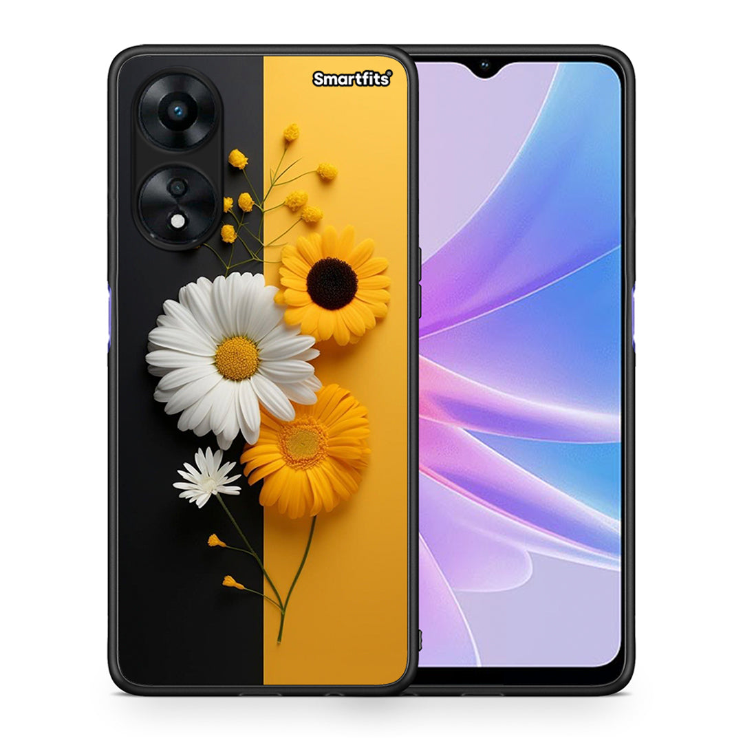 Θήκη Oppo A78 Yellow Daisies από τη Smartfits με σχέδιο στο πίσω μέρος και μαύρο περίβλημα | Oppo A78 Yellow Daisies Case with Colorful Back and Black Bezels