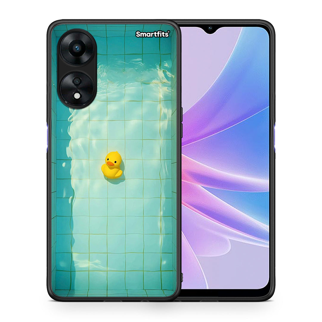 Θήκη Oppo A78 Yellow Duck από τη Smartfits με σχέδιο στο πίσω μέρος και μαύρο περίβλημα | Oppo A78 Yellow Duck Case with Colorful Back and Black Bezels