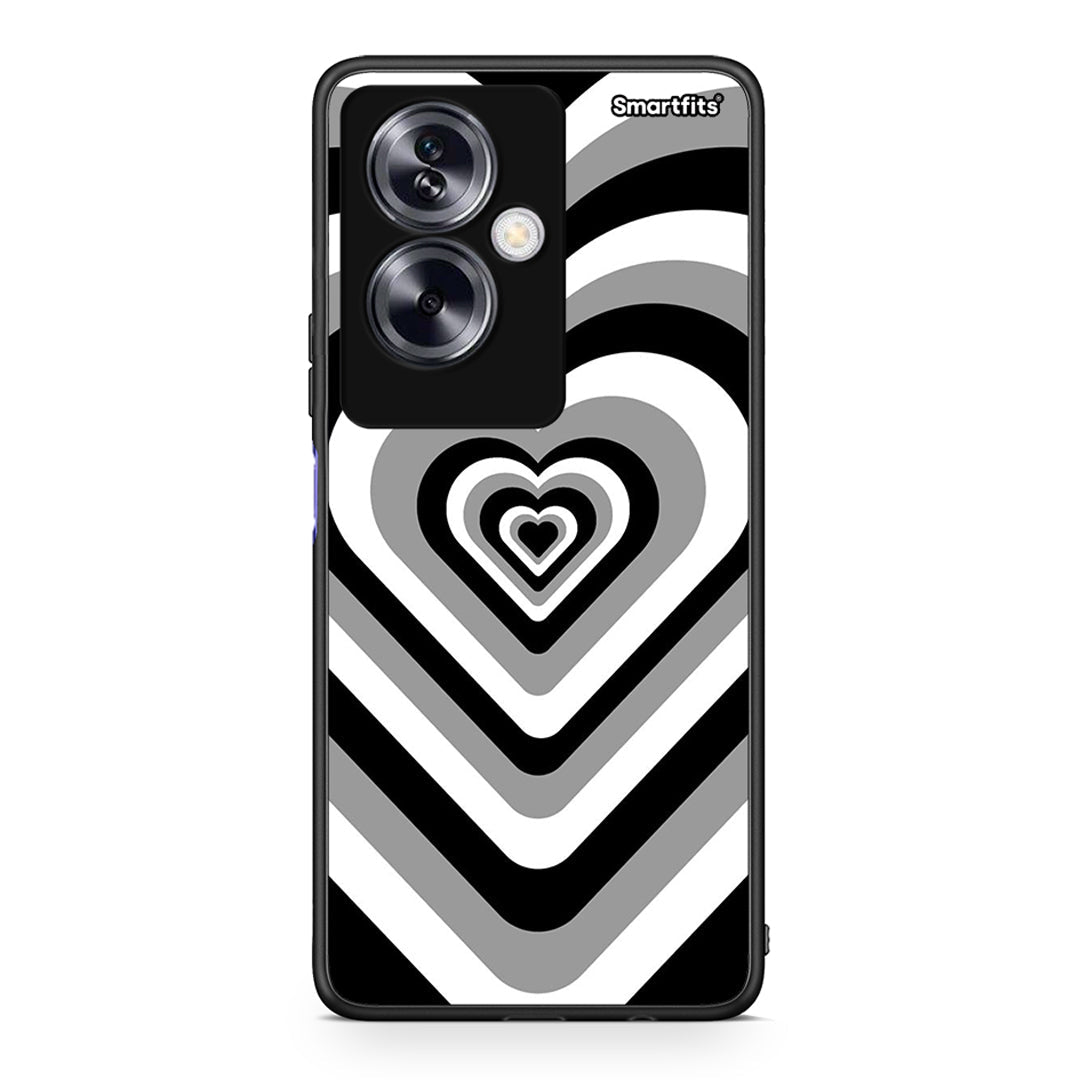 Oppo A79 / A2 Black Hearts θήκη από τη Smartfits με σχέδιο στο πίσω μέρος και μαύρο περίβλημα | Smartphone case with colorful back and black bezels by Smartfits