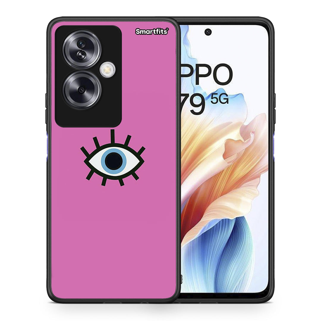 Θήκη Oppo A79 / A2 Blue Eye Pink από τη Smartfits με σχέδιο στο πίσω μέρος και μαύρο περίβλημα | Oppo A79 / A2 Blue Eye Pink case with colorful back and black bezels