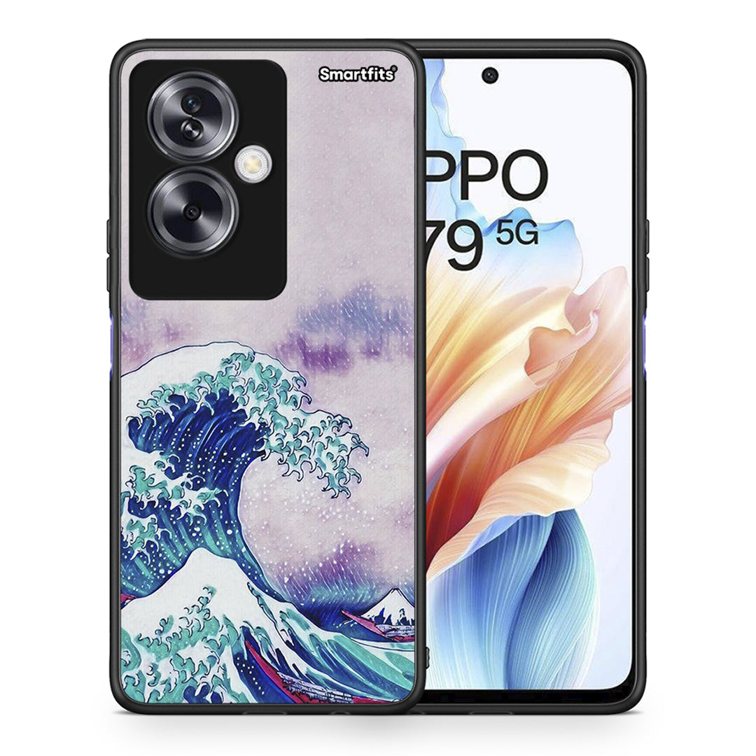 Θήκη Oppo A79 / A2 Blue Waves από τη Smartfits με σχέδιο στο πίσω μέρος και μαύρο περίβλημα | Oppo A79 / A2 Blue Waves case with colorful back and black bezels