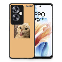 Thumbnail for Θήκη Oppo A79 / A2 Cat Tongue από τη Smartfits με σχέδιο στο πίσω μέρος και μαύρο περίβλημα | Oppo A79 / A2 Cat Tongue case with colorful back and black bezels