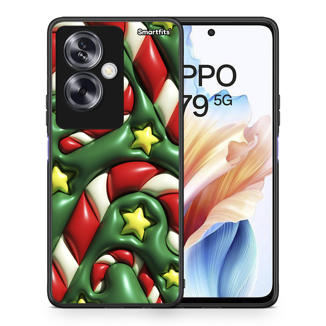 Θήκη Oppo A79 / A2 Christmas Bubbles από τη Smartfits με σχέδιο στο πίσω μέρος και μαύρο περίβλημα | Oppo A79 / A2 Christmas Bubbles case with colorful back and black bezels