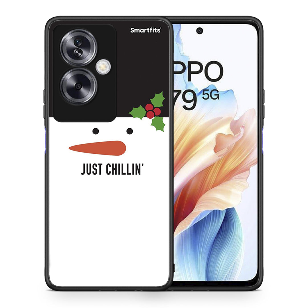 Θήκη Oppo A79 / A2 Christmas Chillin από τη Smartfits με σχέδιο στο πίσω μέρος και μαύρο περίβλημα | Oppo A79 / A2 Christmas Chillin case with colorful back and black bezels