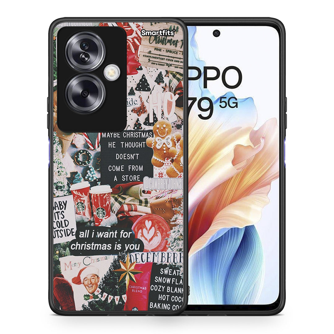 Θήκη Oppo A79 / A2 Christmas Happiness από τη Smartfits με σχέδιο στο πίσω μέρος και μαύρο περίβλημα | Oppo A79 / A2 Christmas Happiness case with colorful back and black bezels