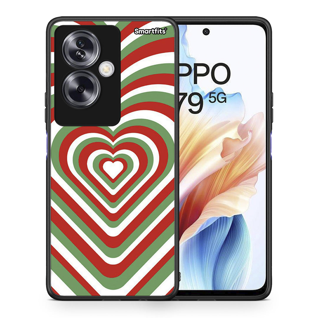 Θήκη Oppo A79 / A2 Christmas Hearts από τη Smartfits με σχέδιο στο πίσω μέρος και μαύρο περίβλημα | Oppo A79 / A2 Christmas Hearts case with colorful back and black bezels