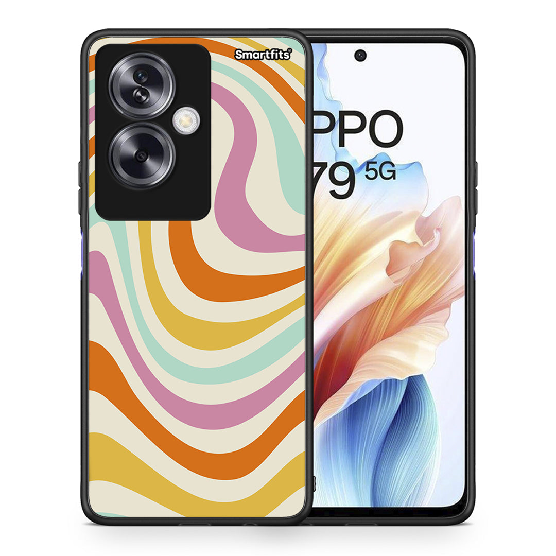 Θήκη Oppo A79 / A2 Colourful Waves από τη Smartfits με σχέδιο στο πίσω μέρος και μαύρο περίβλημα | Oppo A79 / A2 Colourful Waves case with colorful back and black bezels