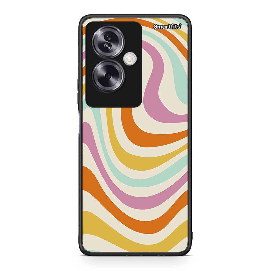 Oppo A79 / A2 Colourful Waves θήκη από τη Smartfits με σχέδιο στο πίσω μέρος και μαύρο περίβλημα | Smartphone case with colorful back and black bezels by Smartfits