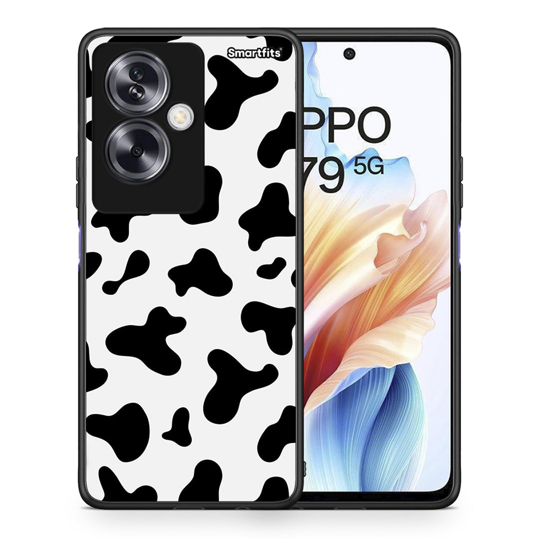 Θήκη Oppo A79 / A2 Cow Print από τη Smartfits με σχέδιο στο πίσω μέρος και μαύρο περίβλημα | Oppo A79 / A2 Cow Print case with colorful back and black bezels