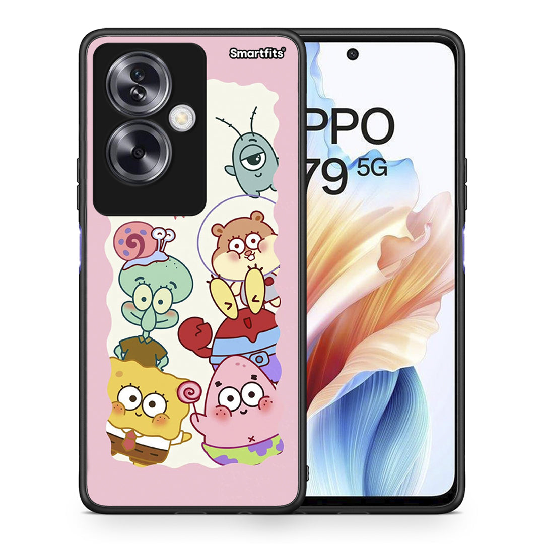 Θήκη Oppo A79 / A2 Cute Companion από τη Smartfits με σχέδιο στο πίσω μέρος και μαύρο περίβλημα | Oppo A79 / A2 Cute Companion case with colorful back and black bezels