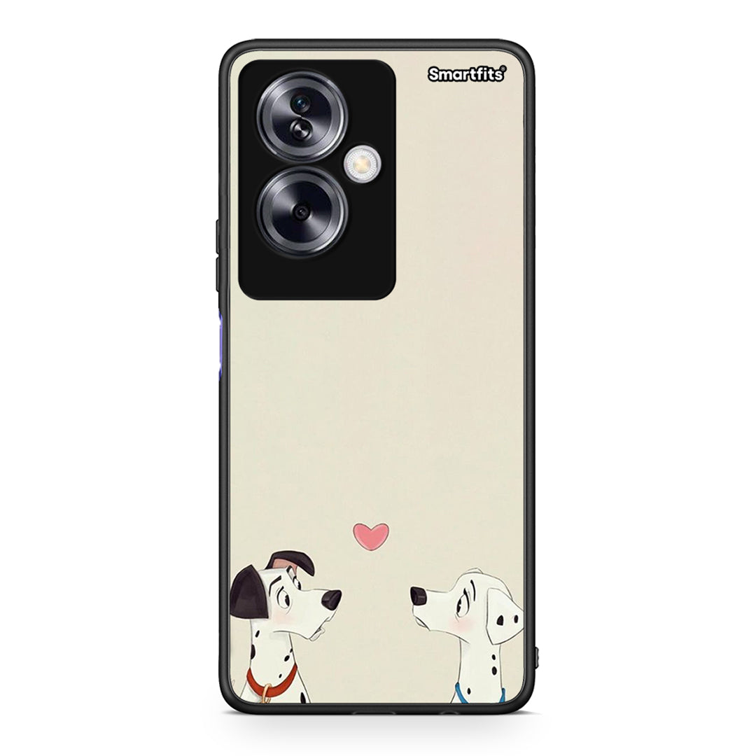 Oppo A79 / A2 Dalmatians Love θήκη από τη Smartfits με σχέδιο στο πίσω μέρος και μαύρο περίβλημα | Smartphone case with colorful back and black bezels by Smartfits