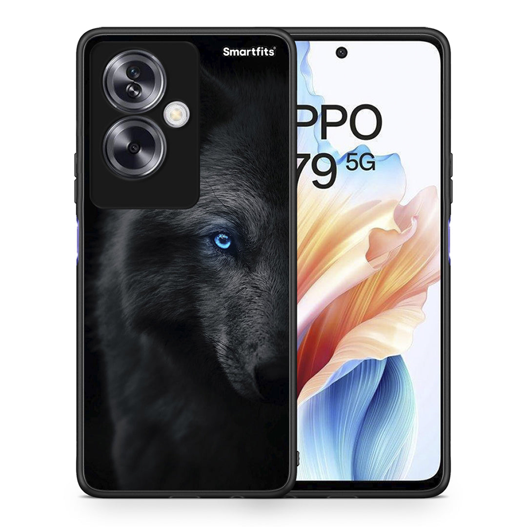Θήκη Oppo A79 / A2 Dark Wolf από τη Smartfits με σχέδιο στο πίσω μέρος και μαύρο περίβλημα | Oppo A79 / A2 Dark Wolf case with colorful back and black bezels