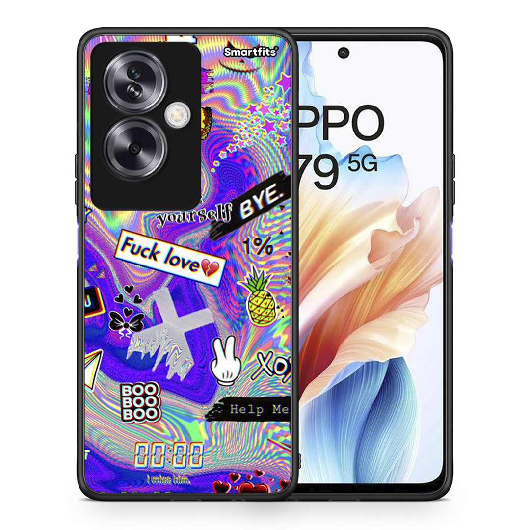 Θήκη Oppo A79 / A2 Game Over από τη Smartfits με σχέδιο στο πίσω μέρος και μαύρο περίβλημα | Oppo A79 / A2 Game Over case with colorful back and black bezels