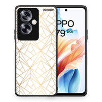 Thumbnail for Θήκη Oppo A79 / A2 Luxury White Geometric από τη Smartfits με σχέδιο στο πίσω μέρος και μαύρο περίβλημα | Oppo A79 / A2 Luxury White Geometric case with colorful back and black bezels