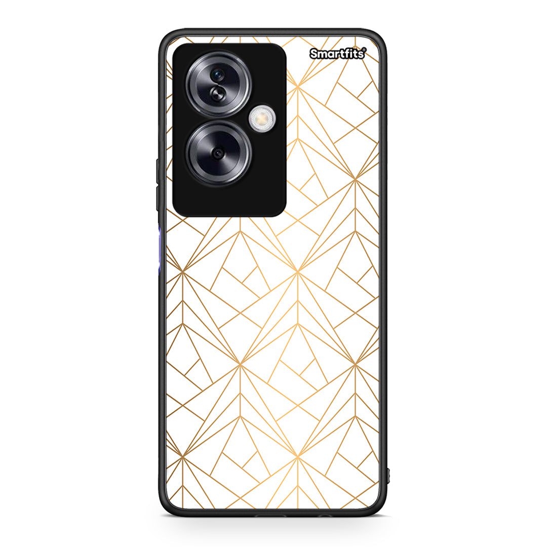 111 - Oppo A79 / A2 Luxury White Geometric case, cover, bumper
