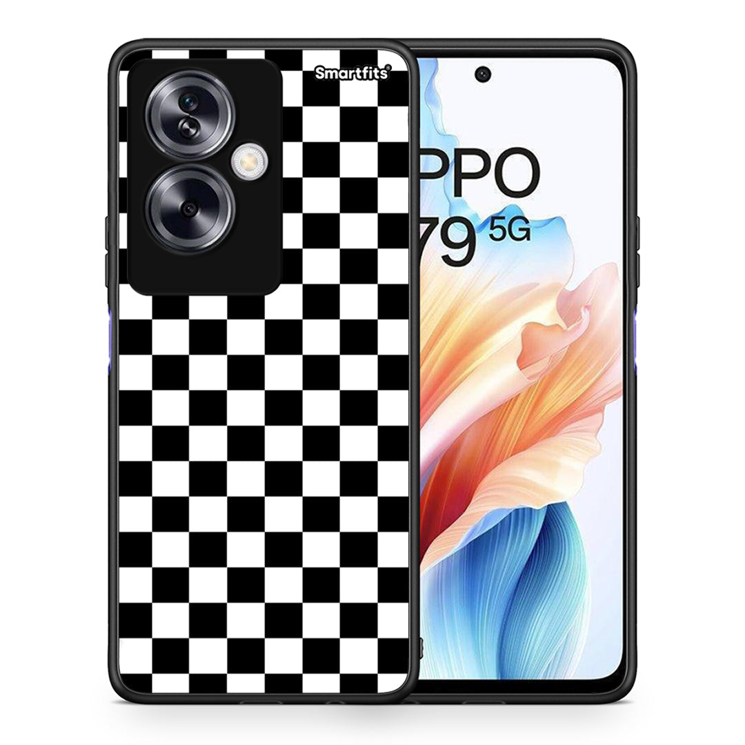 Θήκη Oppo A79 / A2 Squares Geometric από τη Smartfits με σχέδιο στο πίσω μέρος και μαύρο περίβλημα | Oppo A79 / A2 Squares Geometric case with colorful back and black bezels