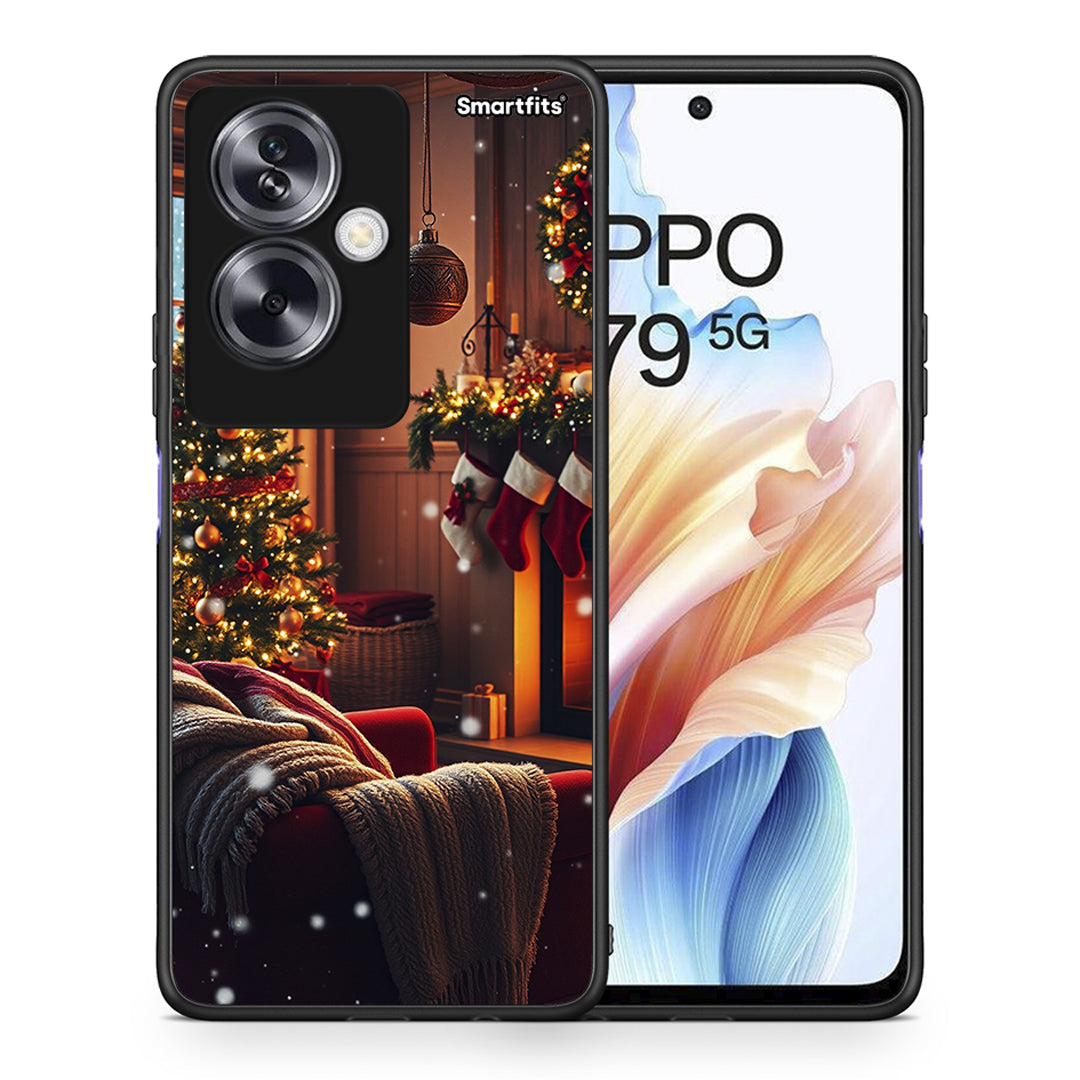 Θήκη Oppo A79 / A2 Home For Christmas από τη Smartfits με σχέδιο στο πίσω μέρος και μαύρο περίβλημα | Oppo A79 / A2 Home For Christmas case with colorful back and black bezels