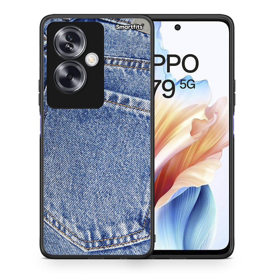 Θήκη Oppo A79 / A2 Jeans Pocket από τη Smartfits με σχέδιο στο πίσω μέρος και μαύρο περίβλημα | Oppo A79 / A2 Jeans Pocket case with colorful back and black bezels