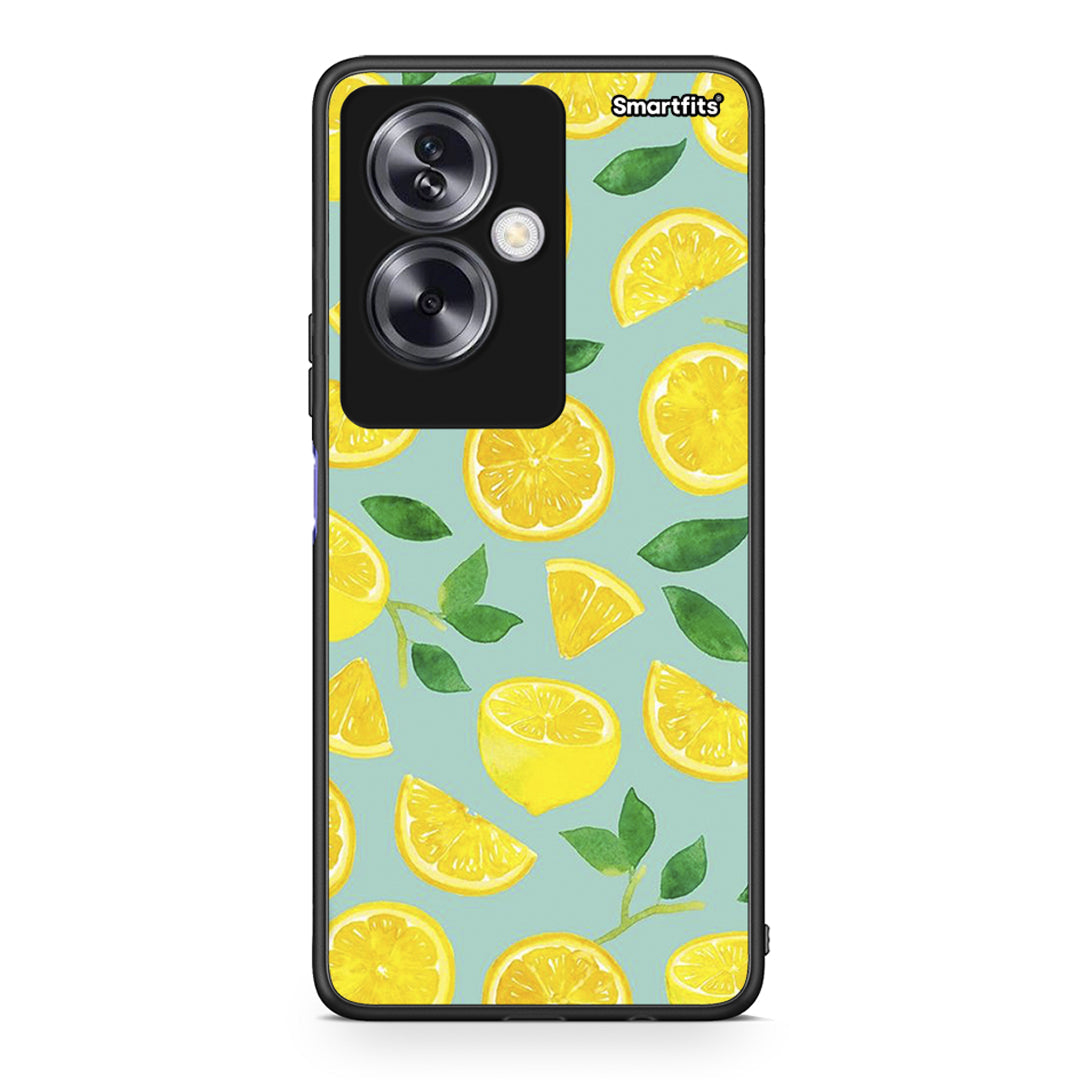 Oppo A79 / A2 Lemons θήκη από τη Smartfits με σχέδιο στο πίσω μέρος και μαύρο περίβλημα | Smartphone case with colorful back and black bezels by Smartfits