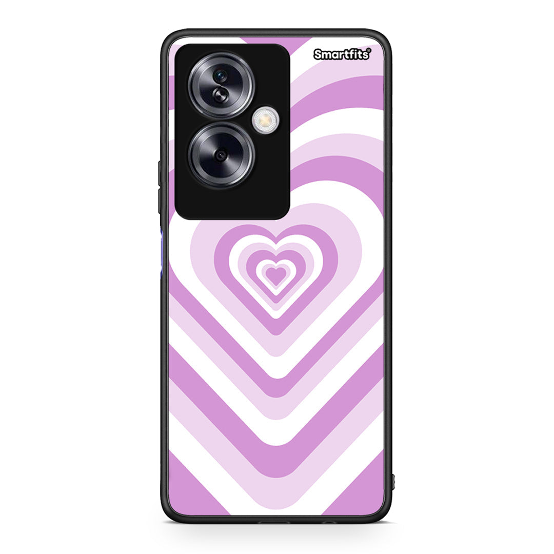 Oppo A79 / A2 Lilac Hearts θήκη από τη Smartfits με σχέδιο στο πίσω μέρος και μαύρο περίβλημα | Smartphone case with colorful back and black bezels by Smartfits