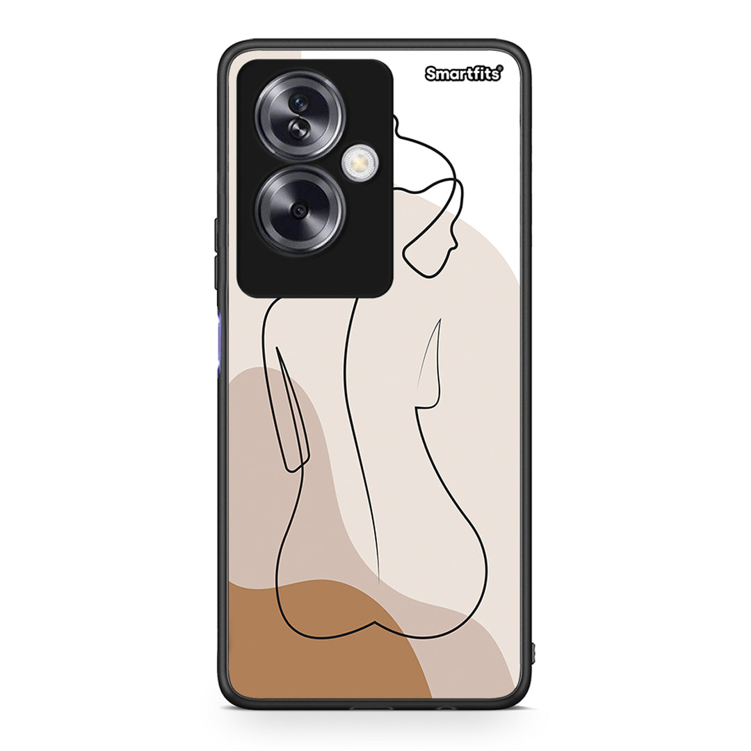 Oppo A79 / A2 LineArt Woman θήκη από τη Smartfits με σχέδιο στο πίσω μέρος και μαύρο περίβλημα | Smartphone case with colorful back and black bezels by Smartfits