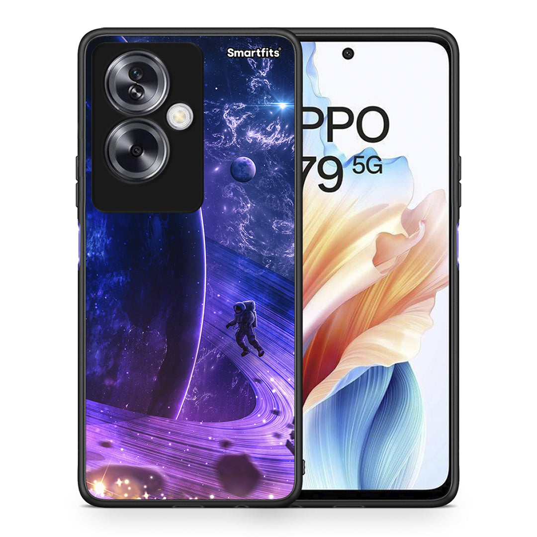 Θήκη Oppo A79 / A2 Lost Astronaut από τη Smartfits με σχέδιο στο πίσω μέρος και μαύρο περίβλημα | Oppo A79 / A2 Lost Astronaut case with colorful back and black bezels