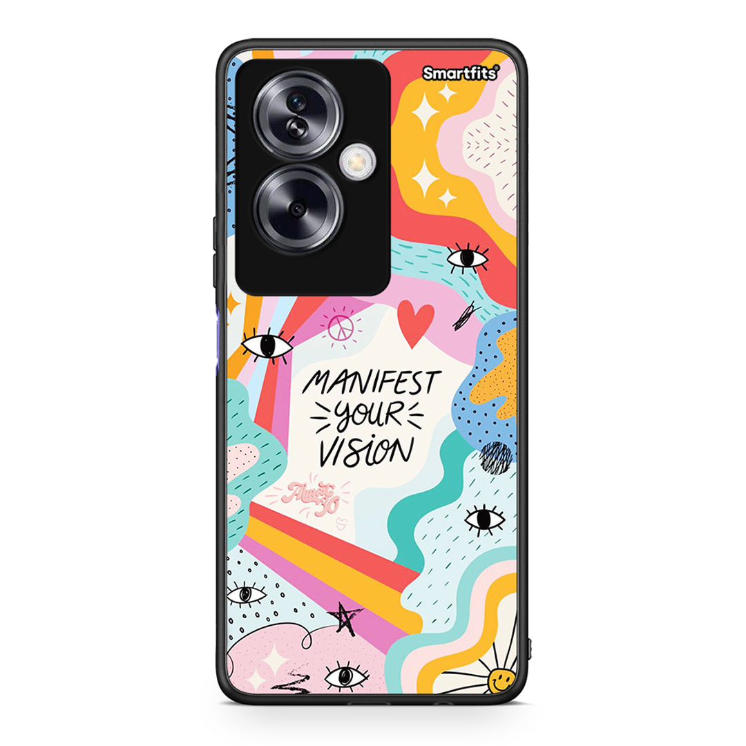 Oppo A79 / A2 Manifest Your Vision θήκη από τη Smartfits με σχέδιο στο πίσω μέρος και μαύρο περίβλημα | Smartphone case with colorful back and black bezels by Smartfits