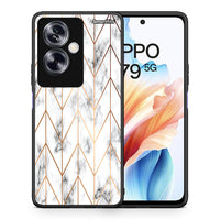 Thumbnail for Θήκη Oppo A79 / A2 Gold Geometric Marble από τη Smartfits με σχέδιο στο πίσω μέρος και μαύρο περίβλημα | Oppo A79 / A2 Gold Geometric Marble case with colorful back and black bezels