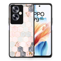 Thumbnail for Θήκη Oppo A79 / A2 Hexagon Pink Marble από τη Smartfits με σχέδιο στο πίσω μέρος και μαύρο περίβλημα | Oppo A79 / A2 Hexagon Pink Marble case with colorful back and black bezels