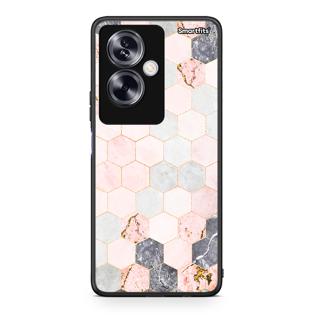 4 - Oppo A79 / A2 Hexagon Pink Marble case, cover, bumper
