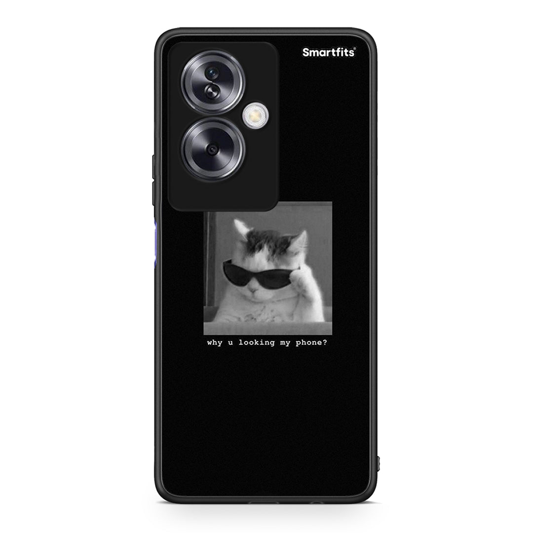 Oppo A79 / A2 Meme Cat θήκη από τη Smartfits με σχέδιο στο πίσω μέρος και μαύρο περίβλημα | Smartphone case with colorful back and black bezels by Smartfits