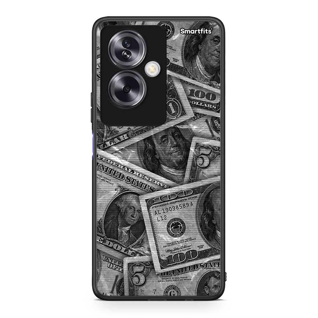 Oppo A79 / A2 Money Dollars θήκη από τη Smartfits με σχέδιο στο πίσω μέρος και μαύρο περίβλημα | Smartphone case with colorful back and black bezels by Smartfits