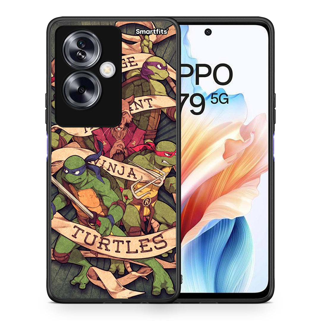 Θήκη Oppo A79 / A2 Ninja Turtles από τη Smartfits με σχέδιο στο πίσω μέρος και μαύρο περίβλημα | Oppo A79 / A2 Ninja Turtles case with colorful back and black bezels