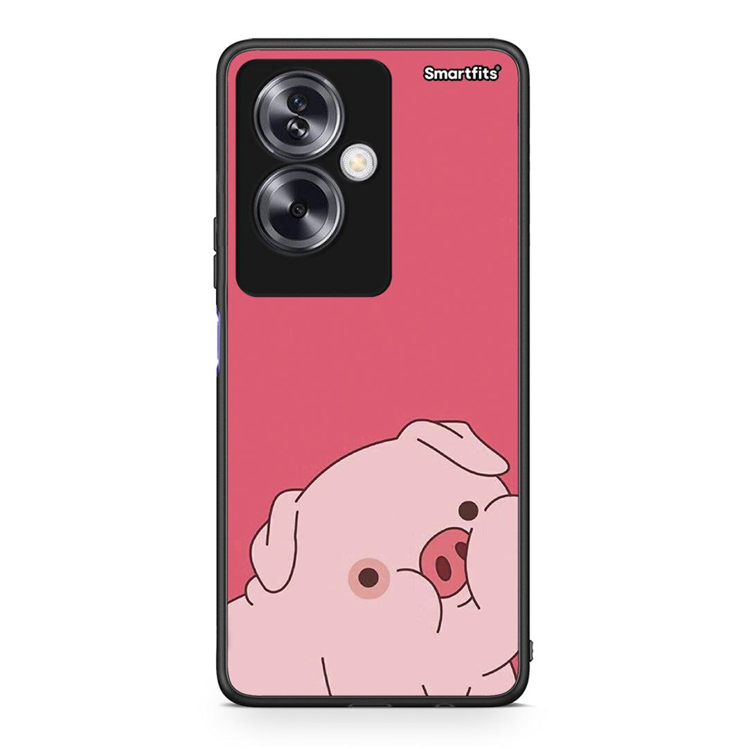 Oppo A79 / A2 Pig Love 1 Θήκη Αγίου Βαλεντίνου από τη Smartfits με σχέδιο στο πίσω μέρος και μαύρο περίβλημα | Smartphone case with colorful back and black bezels by Smartfits