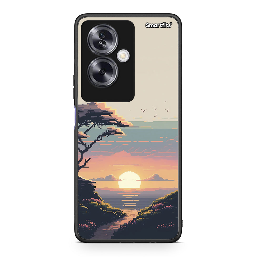 Oppo A79 / A2 Pixel Sunset Θήκη από τη Smartfits με σχέδιο στο πίσω μέρος και μαύρο περίβλημα | Smartphone case with colorful back and black bezels by Smartfits