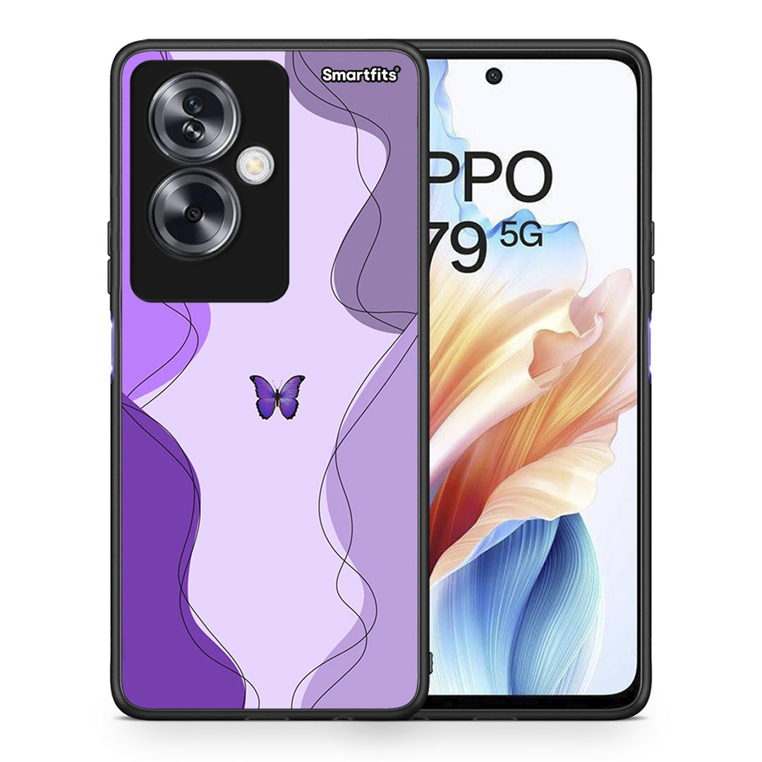 078 Purple Mariposa - Oppo A79 / A2 θήκη