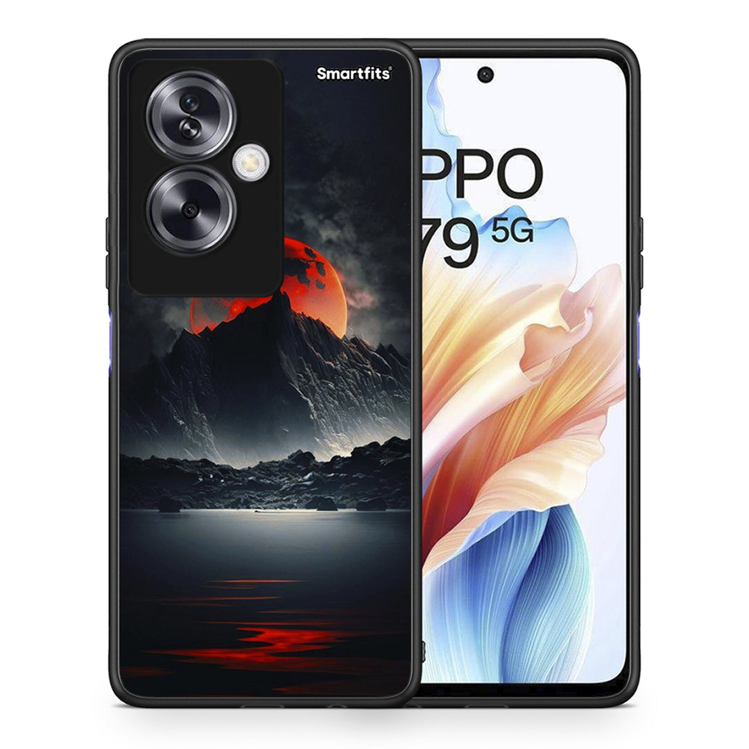 Θήκη Oppo A79 / A2 Red Full Moon από τη Smartfits με σχέδιο στο πίσω μέρος και μαύρο περίβλημα | Oppo A79 / A2 Red Full Moon case with colorful back and black bezels