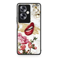 Thumbnail for Oppo A79 / A2 Red Lips θήκη από τη Smartfits με σχέδιο στο πίσω μέρος και μαύρο περίβλημα | Smartphone case with colorful back and black bezels by Smartfits