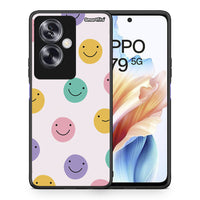 Thumbnail for Θήκη Oppo A79 / A2 Smiley Faces από τη Smartfits με σχέδιο στο πίσω μέρος και μαύρο περίβλημα | Oppo A79 / A2 Smiley Faces case with colorful back and black bezels