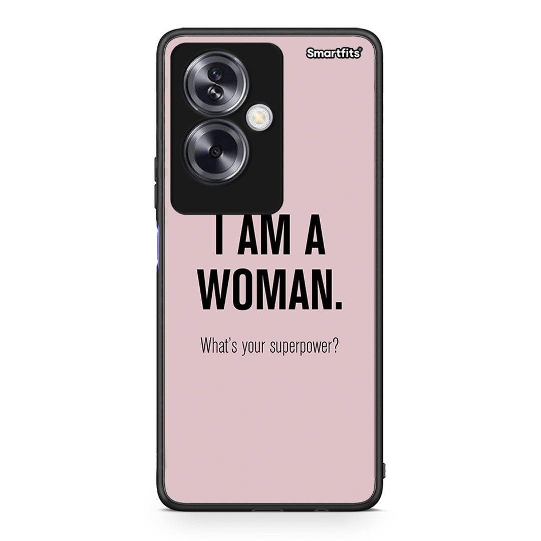 Oppo A79 / A2 Superpower Woman θήκη από τη Smartfits με σχέδιο στο πίσω μέρος και μαύρο περίβλημα | Smartphone case with colorful back and black bezels by Smartfits